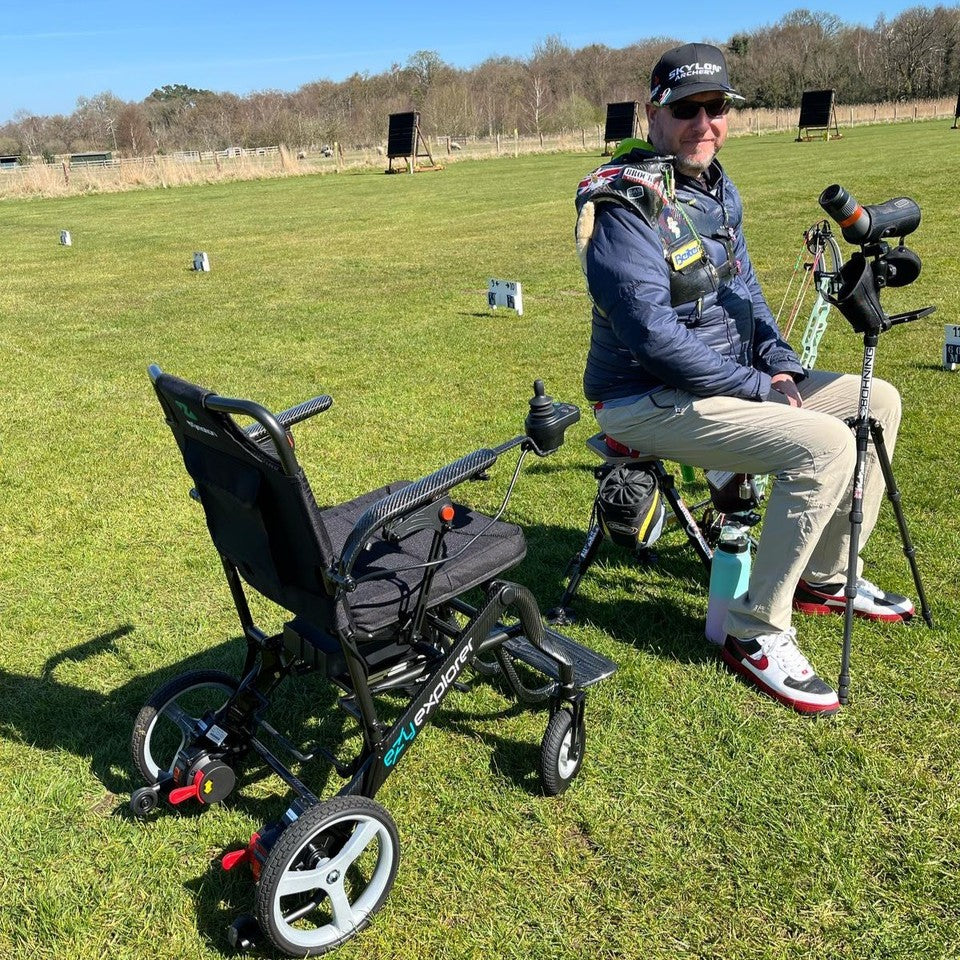 The EZY EXPLORER from Movinglife is the prefered mobility device forJohn Walker, para olympian, and gold medalist in archery. 