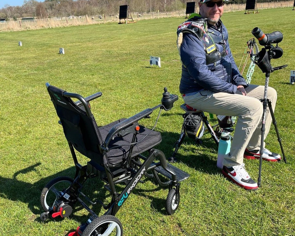 The EZY EXPLORER from Movinglife is the prefered mobility device forJohn Walker, para olympian, and gold medalist in archery. 
